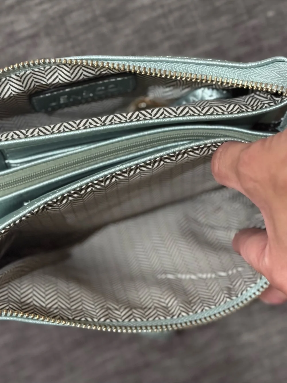 NWT Women's Metallic Light Blue Wristlet Clutch - Brand: